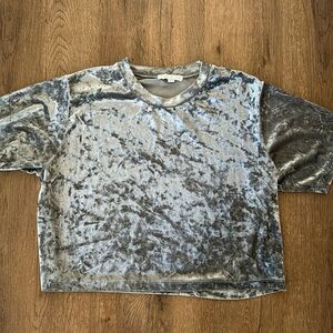 Don’t Ask Why Gray Velvet Crop Top